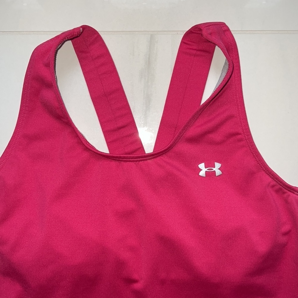 Hot Pink Under Armour Workout Tank with Built-in Shelf Bra Size S - Picture 2 of 4